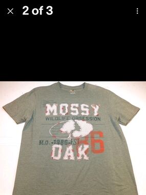 Mossy Oak Vintage Short Sleeve Tee in Sage Green with Orange Accent Size XL